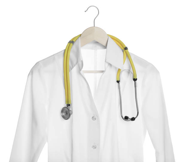 istock Doctor's gown and stethoscope isolated on white. Medical uniform 1494092879