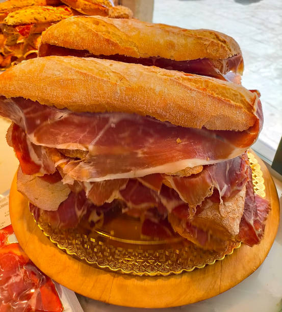 istock several Iberian ham sandwiches stacked on top of each other.(typical Spanish) 1494093359