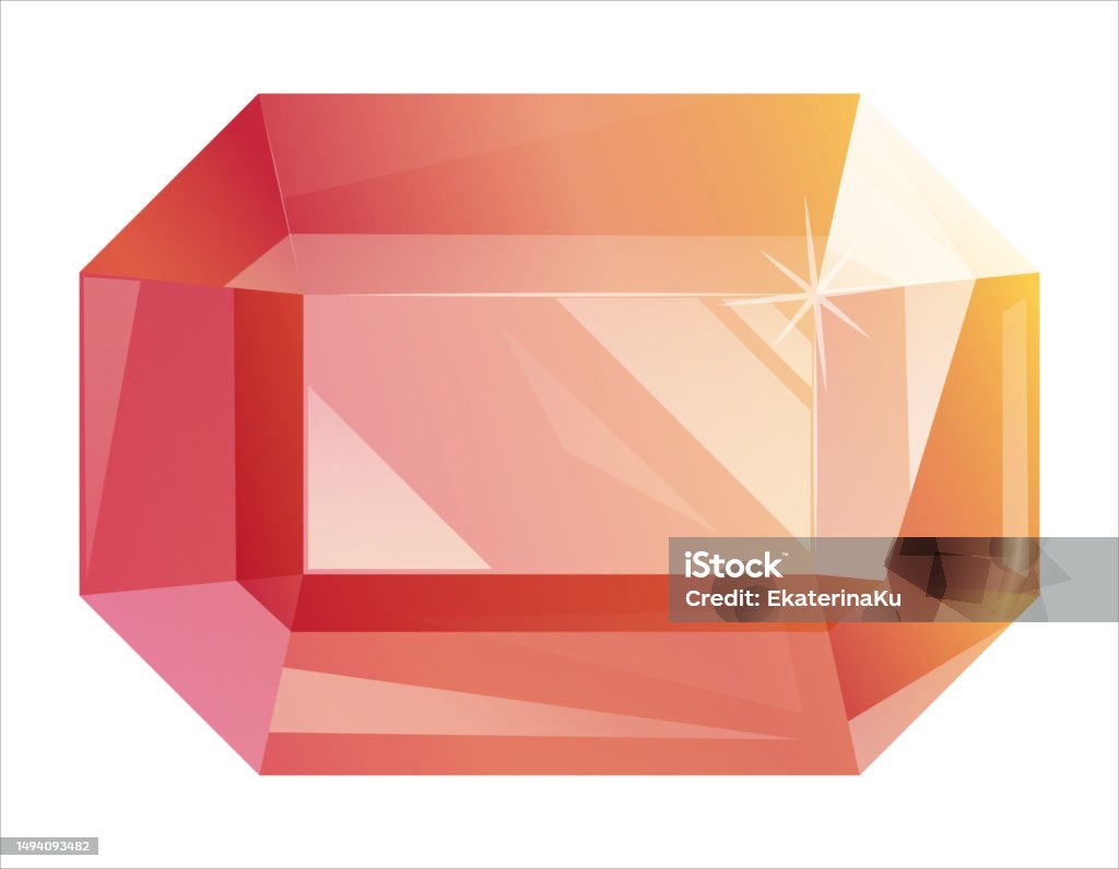 Ruby Realistic Octagonal Glowing Gemstone Vector Gradient Isolated ...