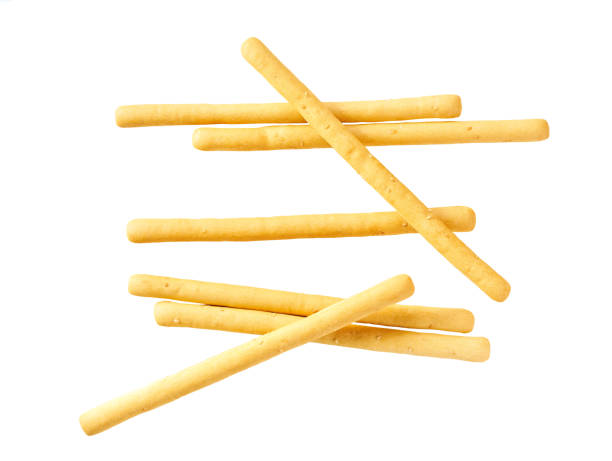Italian grissini breadsticks isolated on white background.