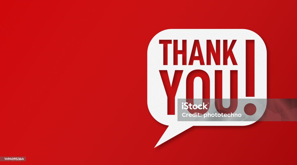 Thank You and Speech Bubbles with Copy Space On Red Cardboard Background Thank You - Phrase Stock Photo