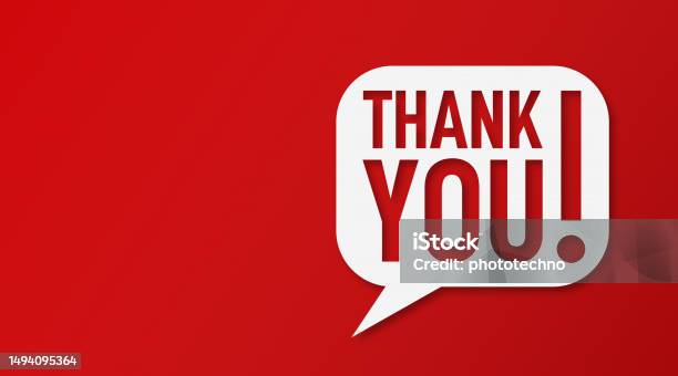 Thank You And Speech Bubbles With Copy Space On Red Cardboard Background Stock Photo - Download Image Now