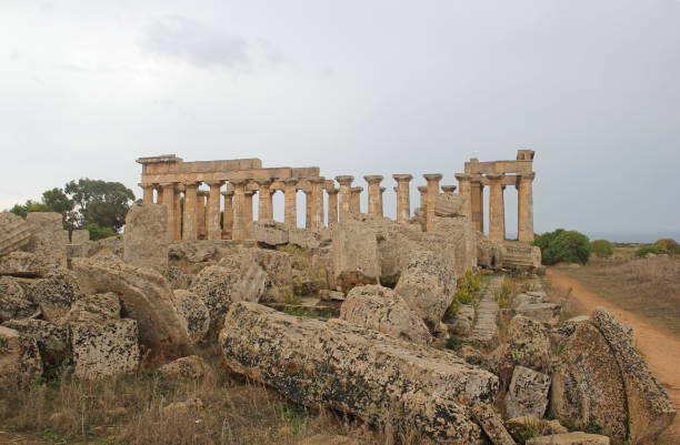 The Temple of Athena ruin in Assos Ancient City. The temple in Assos was built in 530 BC on the highest place of the Acropolis. Canakkale, Turkey.