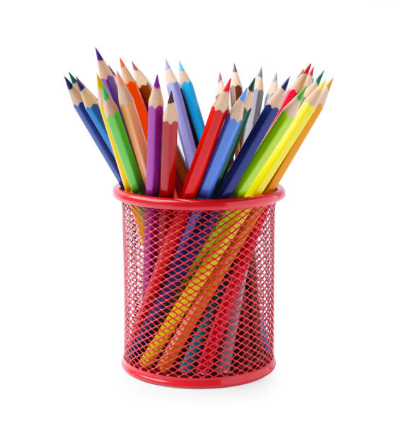 istock Many different colorful pencils in holder isolated on white 1494104432