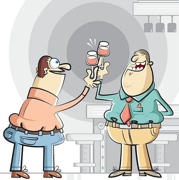 Vector illustration of two friends drinking and conversing