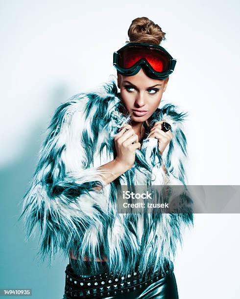 Fashion Woman Winter Portrait Stock Photo - Download Image Now - Fashion, Skiing, Luxury