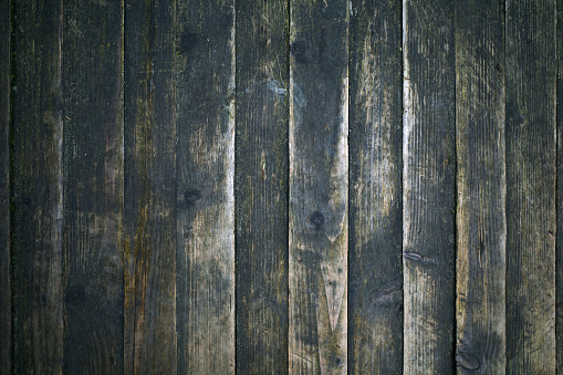 Old wooden dark plank texture background wall, full frame, front view