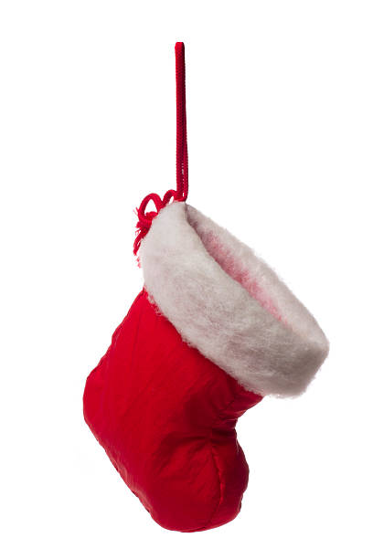 isolated red christmas stocking stock photo