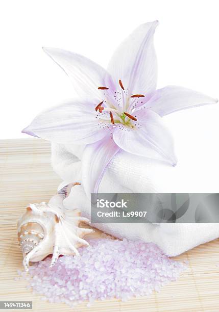 Spa Towel With Flower Stock Photo - Download Image Now - Animal Shell, Beauty, Body Care