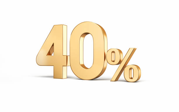 istock Sitting 40 percent sign metallic White background, Object + Shadow Clipping Path 1494118253