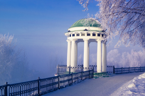 Arbor on cold morning in Yaroslavl City