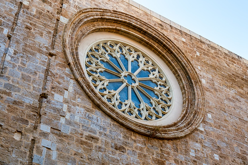 Santa Catalina Church.  Medieval skylight in building exterior, Valencia, Spain