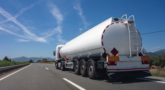 tanker truck for the transport of oil on the road