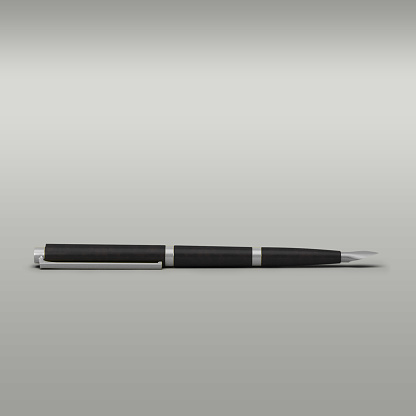 Black pen for writer isolated on grey background.