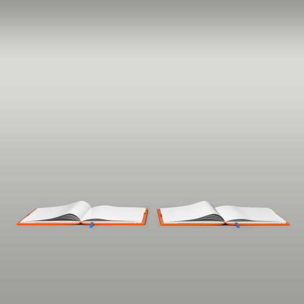 istock Three orange organizer book with orange ribbon isolated on grey background. 1494128255