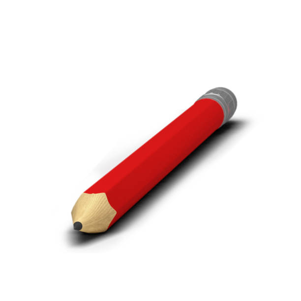 istock Red pencil large size with eraser tool isolated on grey background. 1494128271