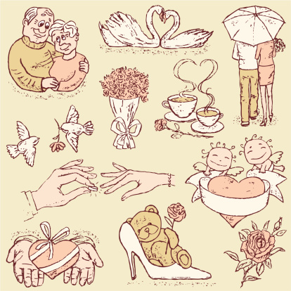 The vector drawings of a symbols of Valentine's Day.