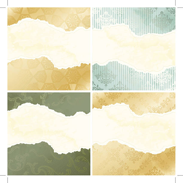 разорванный обои баннеры - sepia toned frame paper backgrounds stock illustrations