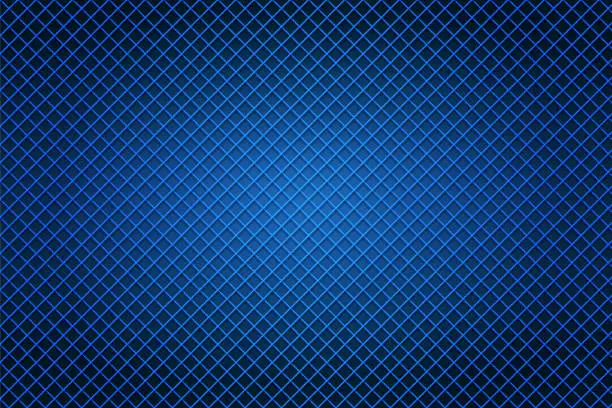 Vector illustration of Blue vector striped texture. Dark navy blue colored narrow criss cross checkered pattern horizontal blank vector backgrounds with criss cross lines all over.