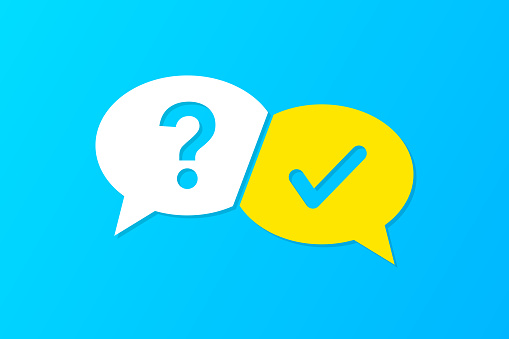 istock Question Concept - Speech Bubble With Question Message Sitting Over Blue Background. Vector On Isolated Blue Background. 1494135115