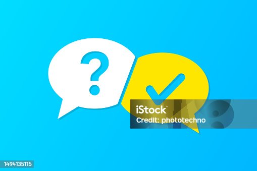 istock Question Concept - Speech Bubble With Question Message Sitting Over Blue Background. Vector On Isolated Blue Background. 1494135115