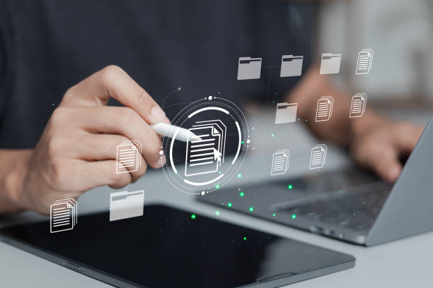 istock Document Management System (DMS) concept.  Software for archiving, searching and managing corporate files and data. 1494138755