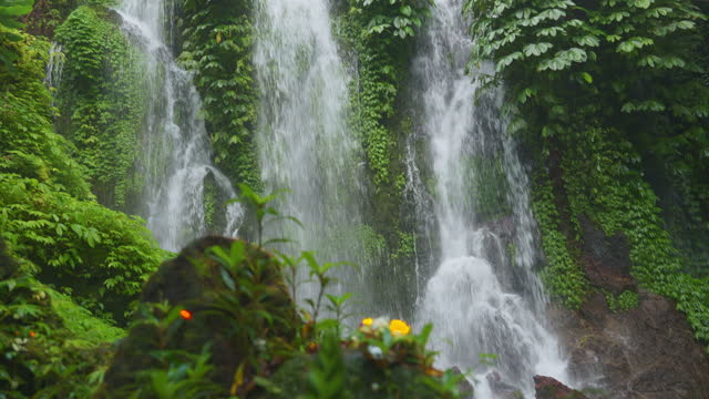 Scenic waterfall on Bali island