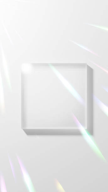 istock 3D Illustration.Rectangle of clear glass on white background. Rays of light. Overhead view. (Vertical) 1494142826