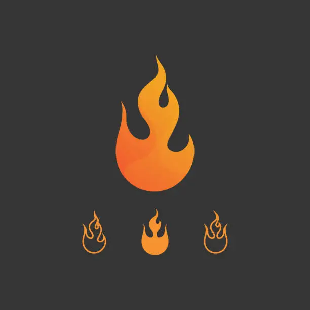 Vector illustration of fire logo and icon, hot flaming element Vector flame illustration design energy, warm, warning, cooking sign, logo, icon, light, power heat