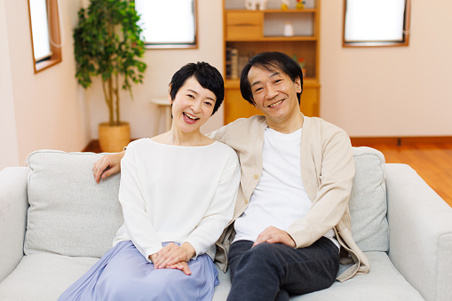 Mature Japanese couple at home