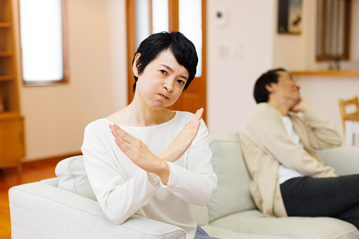 Mature Japanese couple at home