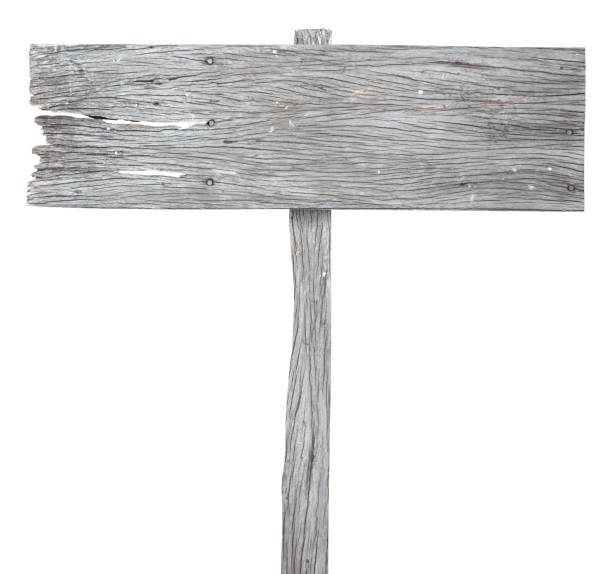 Old wooden sign isolated on white background