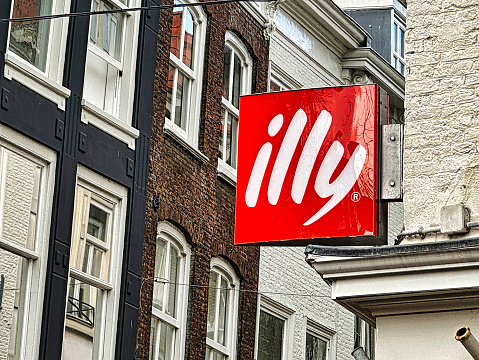 The Hague, netherlands - january 23 2022: store front and sign of a restaurant with illy coffee beverages