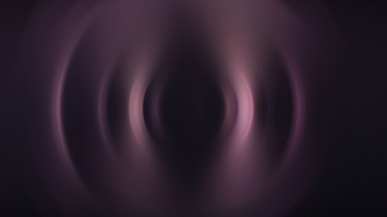 Blur glow. Round flare. Whirl ripple. Defocused neon purple black color gradient disc light on dark abstract illustration background.