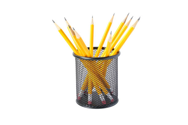 istock Pen holder full of pencils on isolated background 1494155015