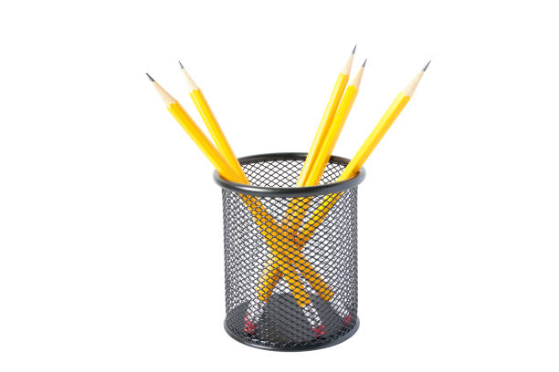 istock Pen holder full of pencils on isolated background 1494155016