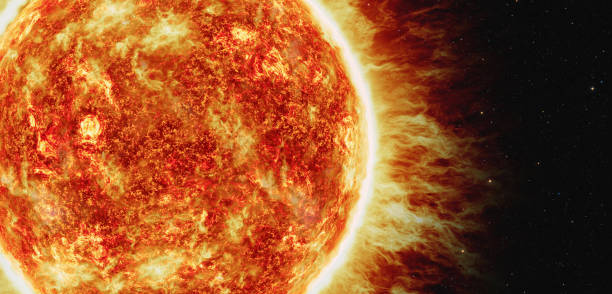 sol rayos cósmicos del sol explosión de llamaradas solares emisiones de fusión nuclear radiación de la superficie de una estrella ilustración 3d - onda gravitacional fotografías e imágenes de stock