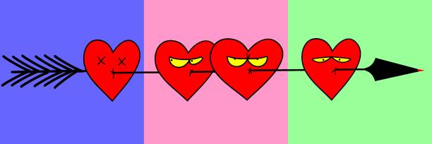 многие сердца разбили безжалостная стрела. поймали вора - cupid love red affectionate stock illustrations