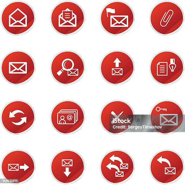 Vetores de Red Adesivo Ícones De Email e mais imagens de Bandeira - Bandeira, E-mail, Vermelho