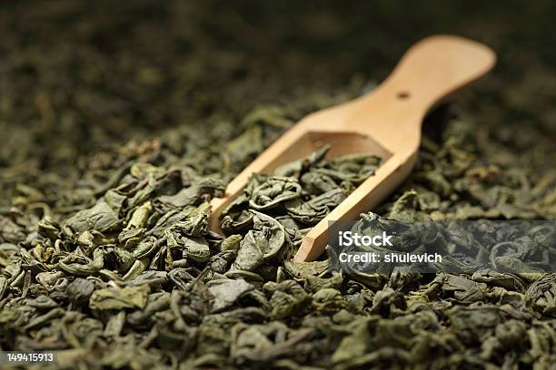 Green Tea Leaves With Wooden Scoop Stock Photo - Download Image Now - Antioxidant, Black Color, Dried Tea Leaves