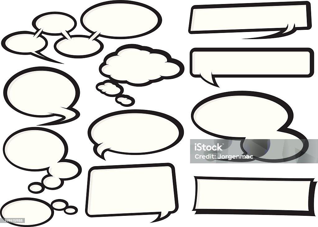 Set of cartoon speech bubble collection on white background cool collection of fully editable funky cartoon style speech bubbles. Manipulate these bubbles to whatever shape and size you need. Bubble stock vector