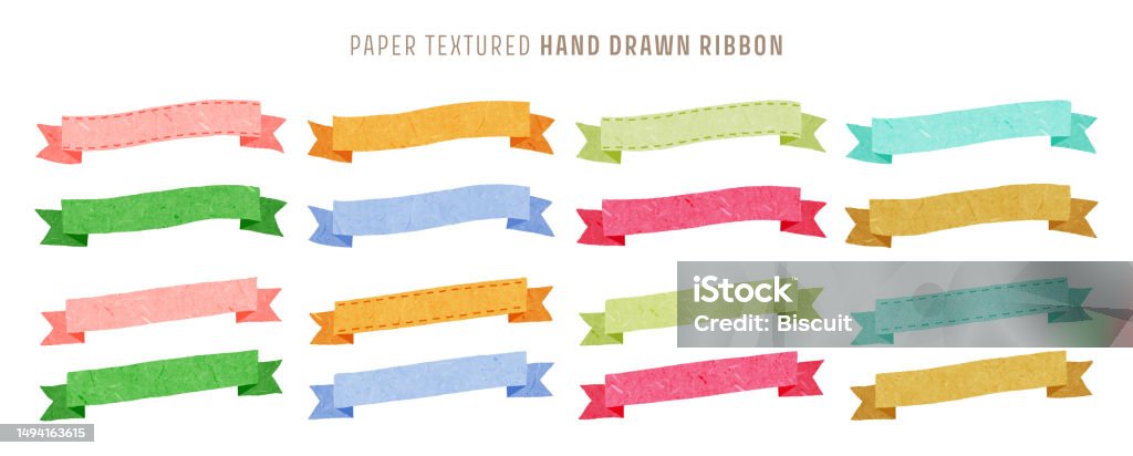 Ribbom Paper For Design Hand Drawn Ribbon Set Paper Textured Stock Illustration - Download ...