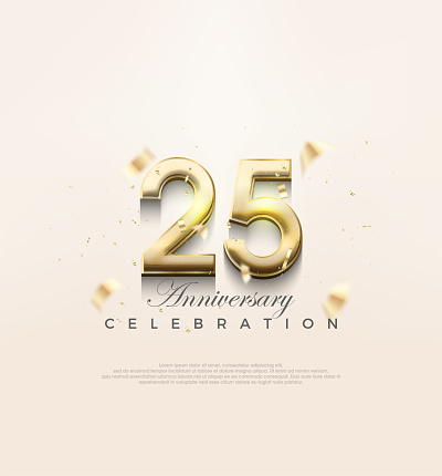 istock Modern gold 25th anniversary, Premium design to celebrate a birthday. Premium vector background for greeting and celebration. 1494165850