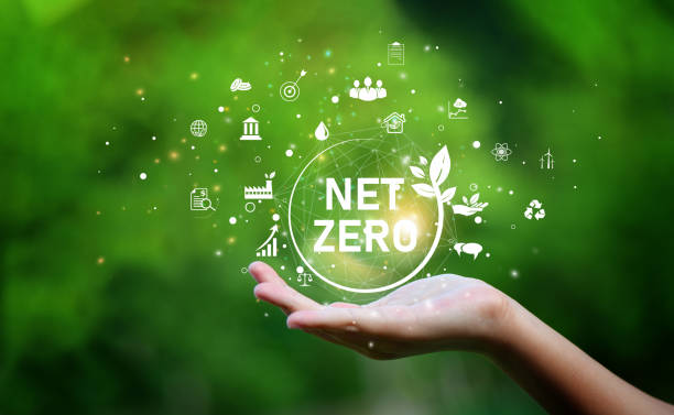 istock Hand holding green leaf with Net-Zero icons. CO2 Net-Zero Emission - Carbon Neutrality concept. 1494166470