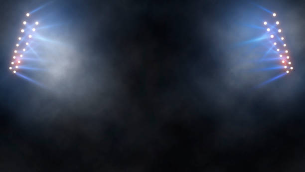 Stadium Lights against Dark Night Sky with Copy Space