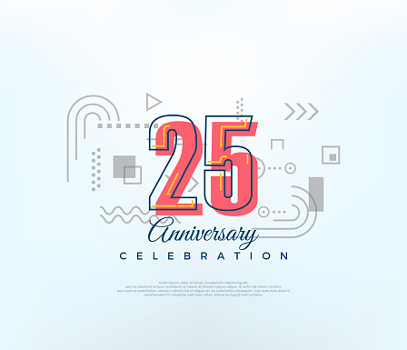 Cartoons number 25th to celebrate birthday. modern vector design. Premium vector for poster, banner, celebration greeting.
