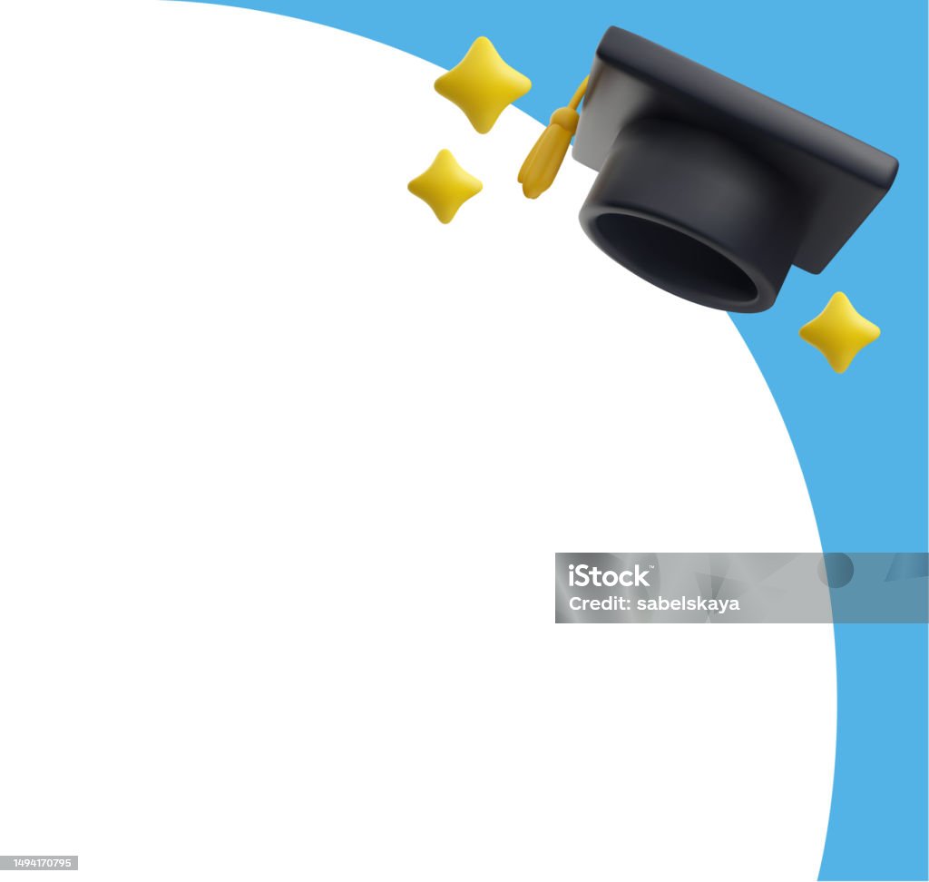 Graduation Cart Empty College Graduation Banner With Empty Space For Text Cute 3d Vector ...