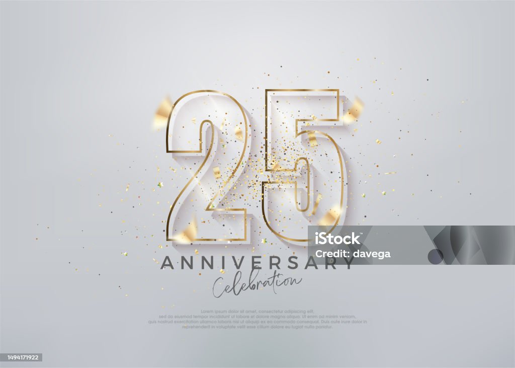 Nomor Modern Ke25 Dengan Angka Kaca Unik Vektor Premium Untuk Desain
