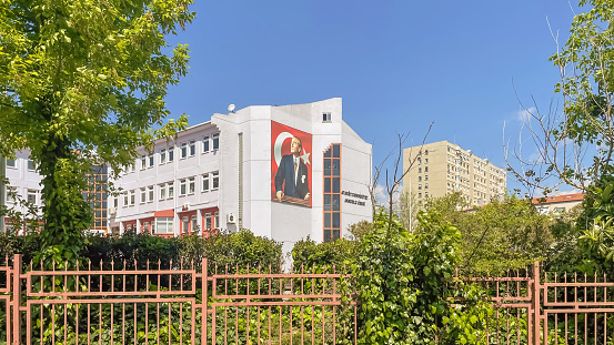 Atakoy,istanbul,Turkey.April 30,2023.Atakoy district. External view of Cumhuriyet Anatolian High School.