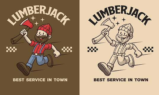 Vector of Retro Cartoon Character of Lumberjack Mascot